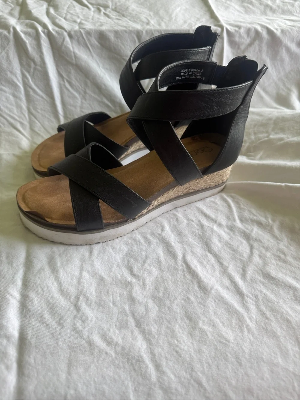 Corkys Black Double Dutch Wedge Espadrille Sandals